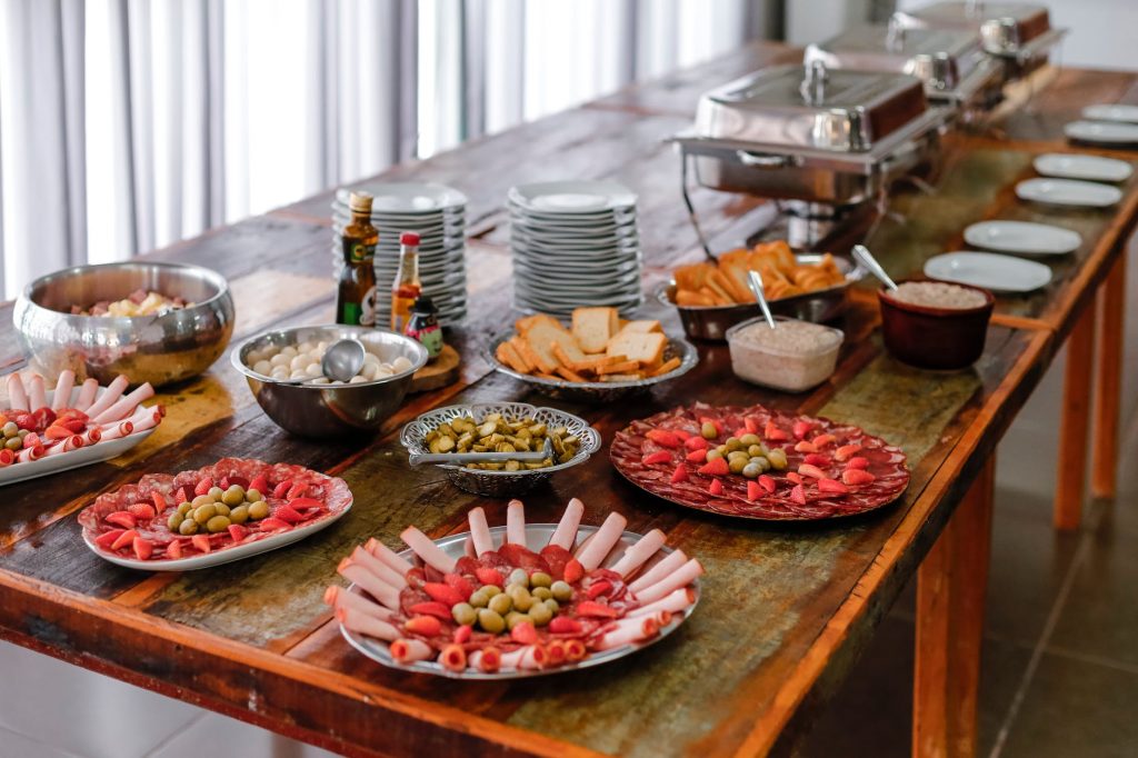 Catered Lunch Buffet On Dining Room Buffet Table