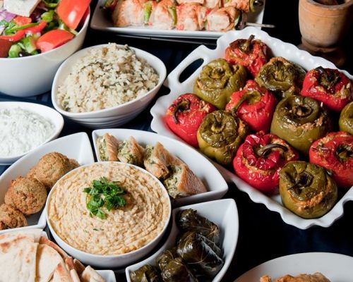 family lunch buffet order get together food celebration greek