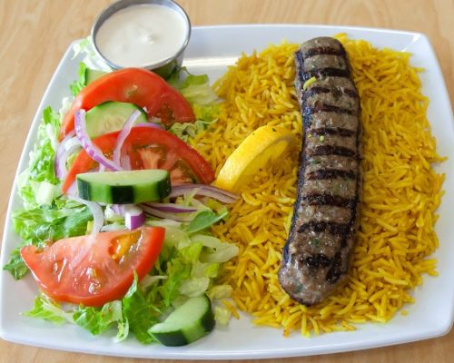 Gyro Fresh Mediterranean Grill - Kafta Kabab Rice with Salad