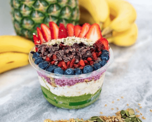 healthy boxed meal smoothie bowl caterer family meal