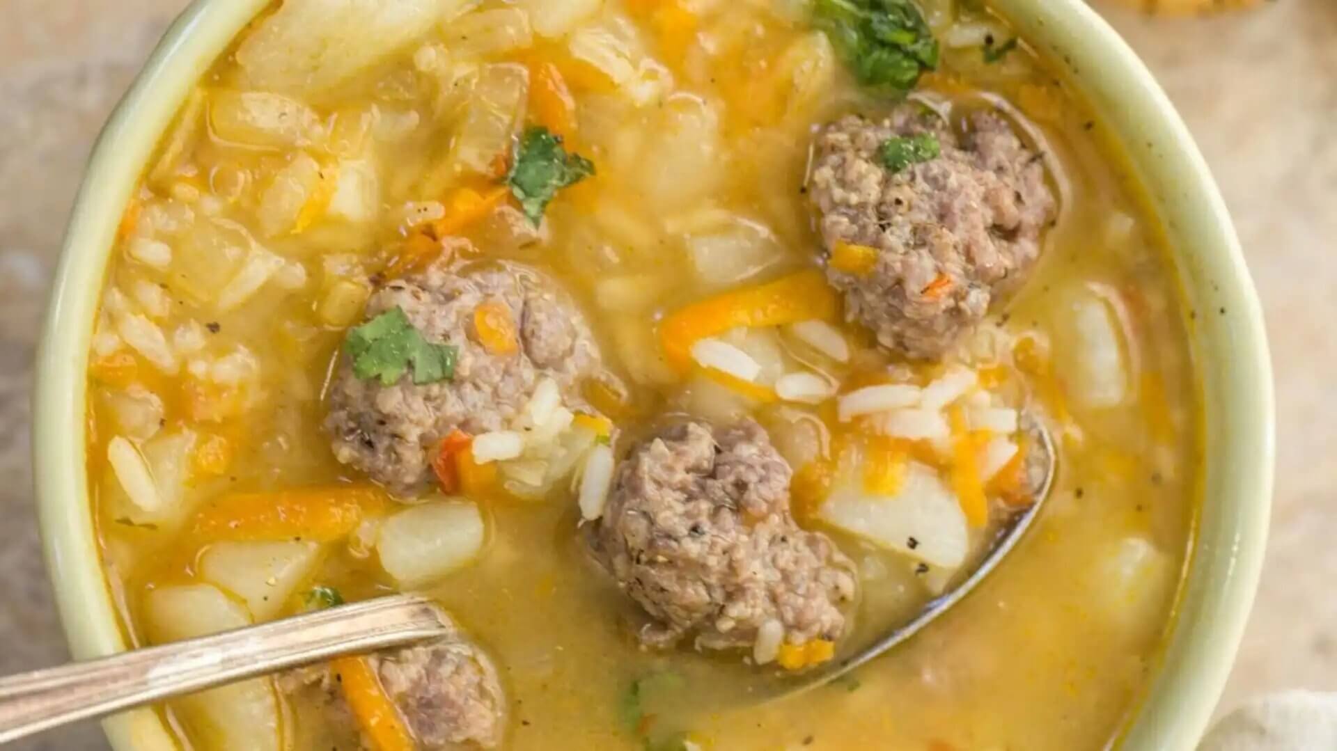 Chicken Meatball and Rice Soup